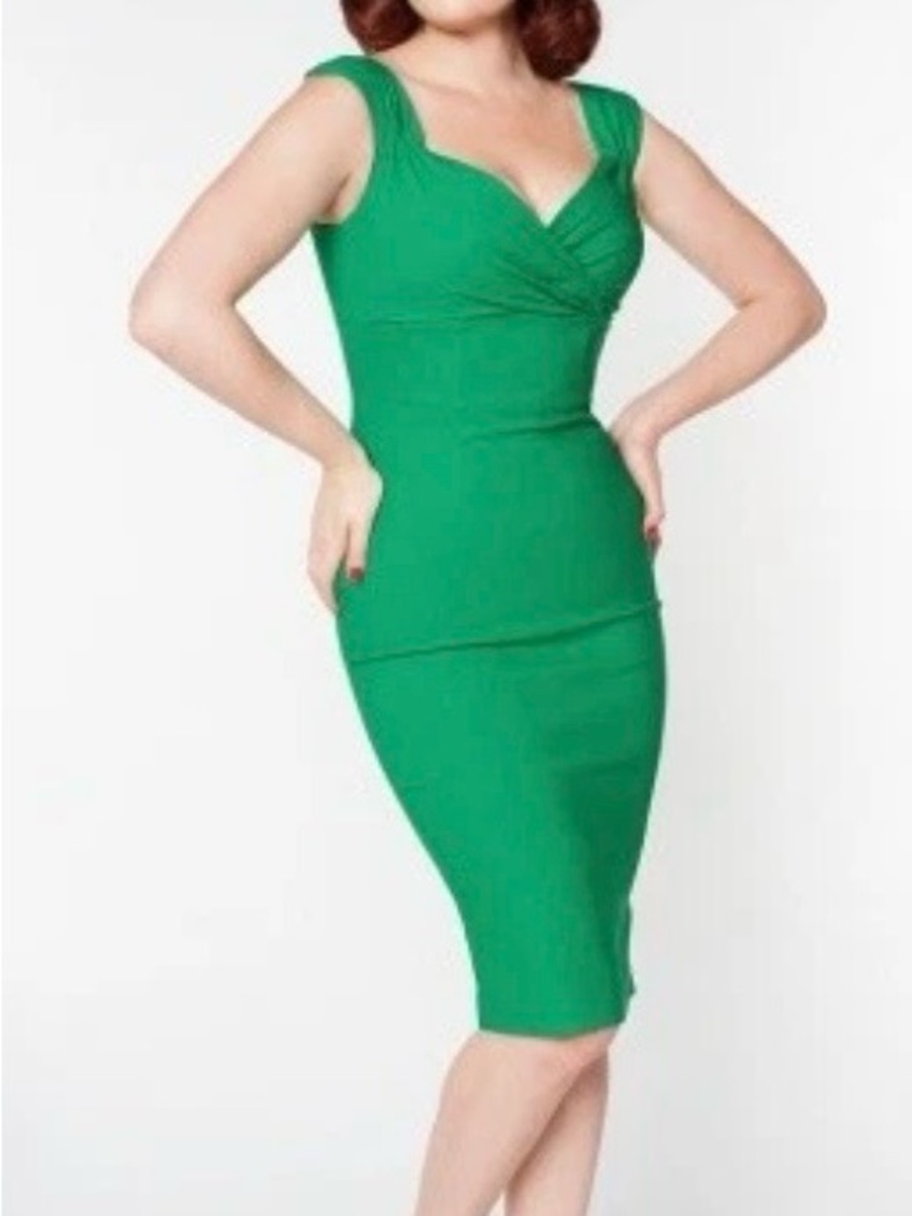 RockSteady Emerald Green Midi Sheath Dress (Rockabilly, Pin-Up)
